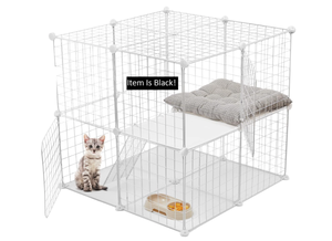 lot 424 image: 2 Tier Large Cat Cage Crate BLACK 27.56 x 27.56 x 27.56
