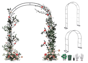 lot 426 image: 2 Pcs 8 ft Metal Garden Arbor Wedding with Accessories Arch Garden Arch Trellis