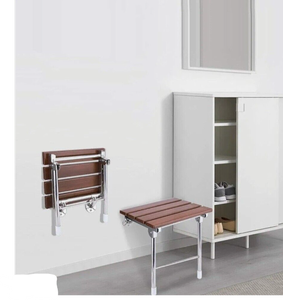 lot 432 image: Geetery Fold Shower Seat Wall Mounted with Legs,Fold Down Shower Bench Wood Red 350Lbs