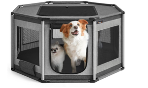lot 441 image: Feandrea Dog Playpen, Oxford Fabric Dog Fence, Octagon Dog Crate, L, 44.3 x 44.3 x 24.4 Inches