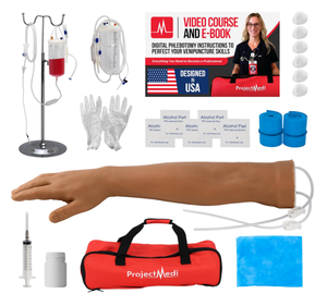 lot 469 image: ProjectMedi Phlebotomy Practice Kit  IV Practice Kit  E-Book & Online Training Course by US Certified Nurse  Hyper-Realistic IV Arm Training Kit with Blood and IV Start Kit Phlebotomy Essentials