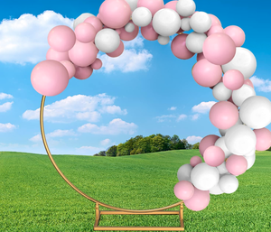 lot 470 image: Moeput Round Backdrop Stand 7.4FT Large Wedding Round Balloon Arch Stand Gold Circle Balloon Arch Frame
