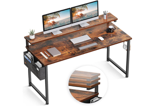 lot 477 image: ODK Computer Desk with Adjustable Monitor Shelves, 55 inch