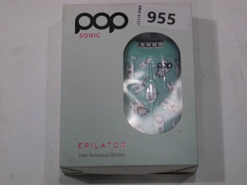 lot 955 image: Pop Sonic Rechargeable Epilator Hair Removal Device White Dog