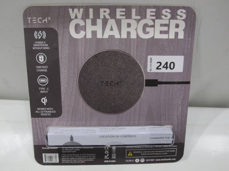 lot 490 image: NEW Tech Squared 2-Pack Premium Fabric Wireless Charger Fast Wireless Charging Pad