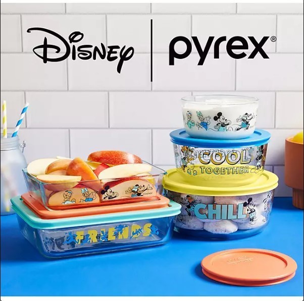 lot 511 image: NEW Pyrex 10 Piece Glass Food Storage Set - Disney Mickey and Friends