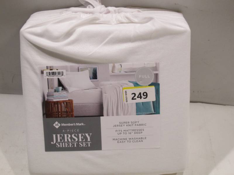 lot 512 image: NEW Members Mark Jersey Sheet Set - Full - White