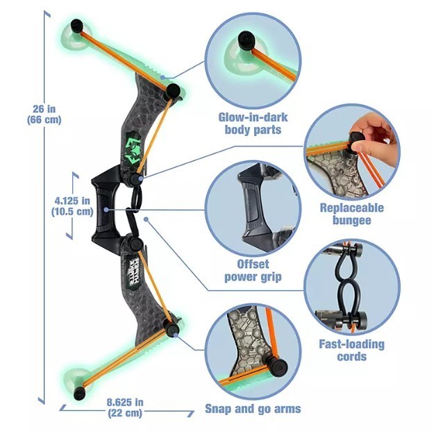 lot 420 image: NEW Glow-In-The-Dark HyperStrike Bow and Long Distance Arrows Set