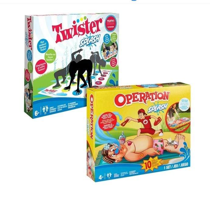 lot 405 image: NEW Hasbro Twister Splash & Operation Splash Games Family Bundle