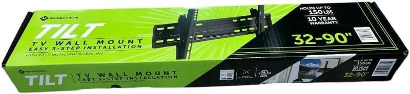 lot 530 image: NEW Members Mark Tilting TV Wall Mount with Leveling Design for 32-90 inch TVs