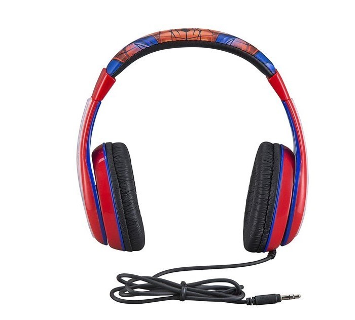 lot 549 image: NEW KIDdesigns Spider Man Kids Headphones, Adjustable Headband, Stereo Sound, 3.5Mm Jack, Wired Headphones for Kids, Tangle-Free, Volume Control, Foldable, Childrens Headphones Over Ear for School Home, Travel