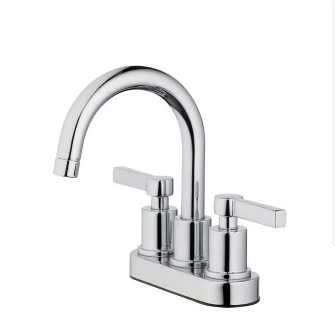 lot 902 image: NEW OakBrook Verona Chrome Two-Handle Bathroom Sink Faucet with Matching Pop-Up Drain