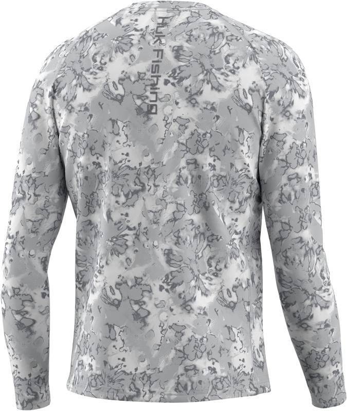 lot 312 image: NEW HUK Mens Pursuit Crew Long Sleeve, Sun Protecting Fishing Shirt - Fin Flats - Harbor Mist - XL