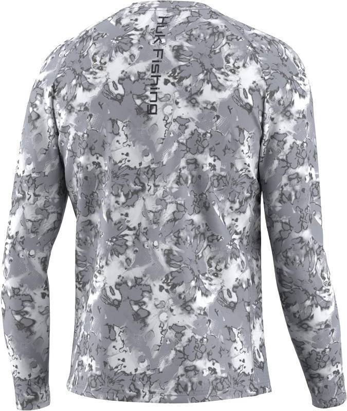 lot 319 image: NEW HUK Mens Pursuit Crew Long Sleeve, Sun Protecting Fishing Shirt - Fin Flats - Volcanic Ash - XXL