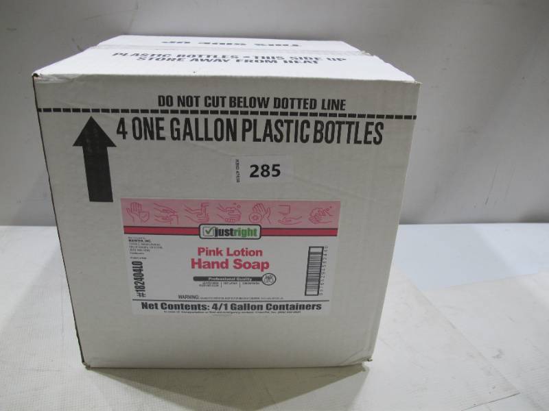 lot 287 image: NEW Maintex Just Right Pink Lotion Hand Soap 128-fl oz Almond Hand Soap (Case of 4)