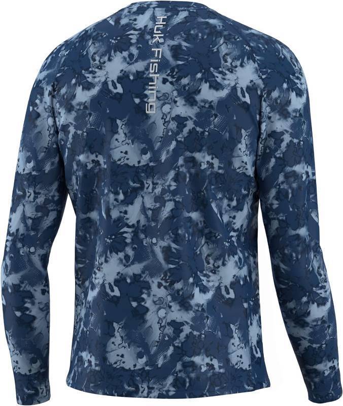 lot 321 image: NEW HUK Mens Pursuit Crew Long Sleeve, Sun Protecting Fishing Shirt - Fin Flats - Set Sail - Large