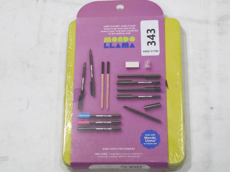 lot 343 image: NEW 14pc Hand Lettering Set - Mondo Llama