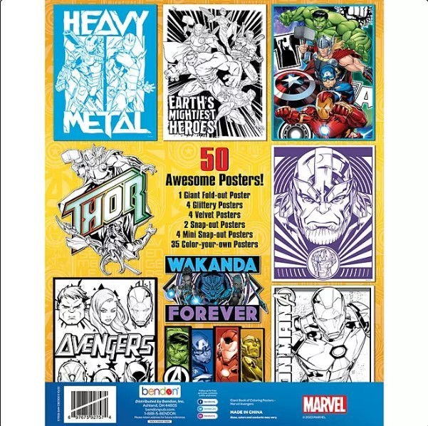 lot 411 image: NEW Marvel Giant Book of Coloring Posters By Bendon Publishing Intl
