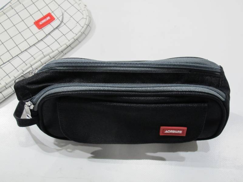 lot 444 image: NEW 2 Pack of AOREGRE Pencil Case Big Capacity PencilPenMakeup Bag  - Black and GridLine