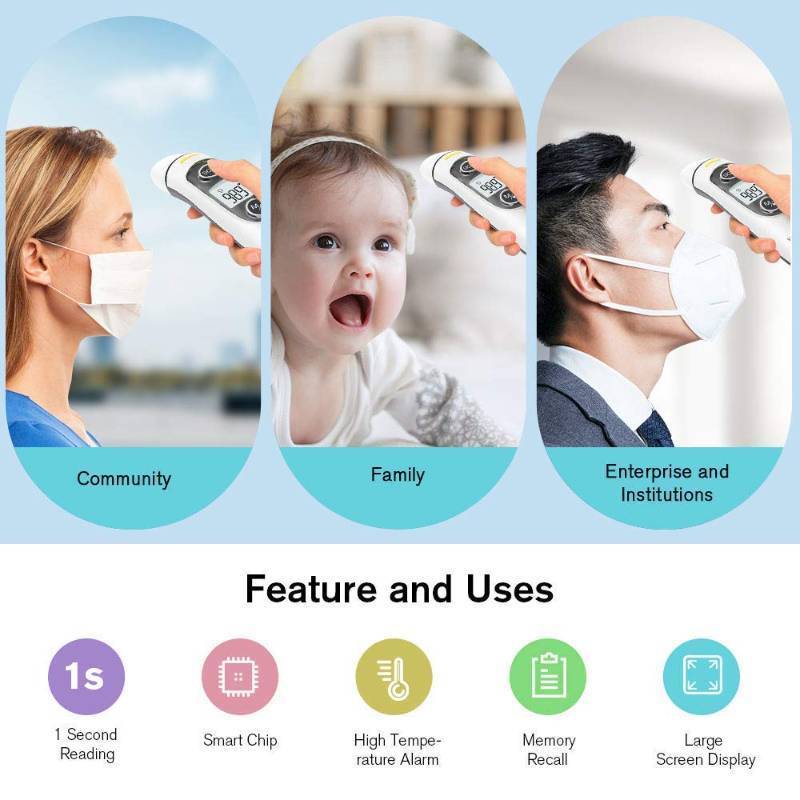 lot 439 image: Thermometer for Adults,Touchless Digital Infrared Thermometer for Fever, Ear and Forehead Thermometer for Baby and Kids, with LCD Screen, Memory Recall, Fever Alarm