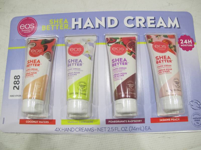lot 241 image: NEW EOS Moisturizing Hand Cream, Holiday Collection (2.5 fl. oz., 4 pk.)
