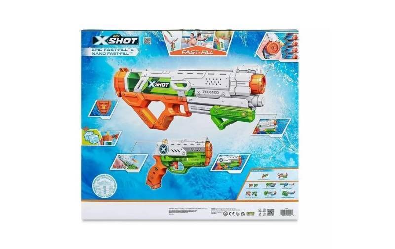 lot 254 image: NEW Zuru X-Shot Waters Epic Fast-Fill x 2 Plus Nano Fast-Fill Pistol (3 Pack)