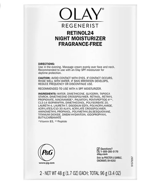 lot 237 image: NEW Olay Regenerist Retinol 24 Night Facial Moisturizer (1.7 oz., 2 pk.)