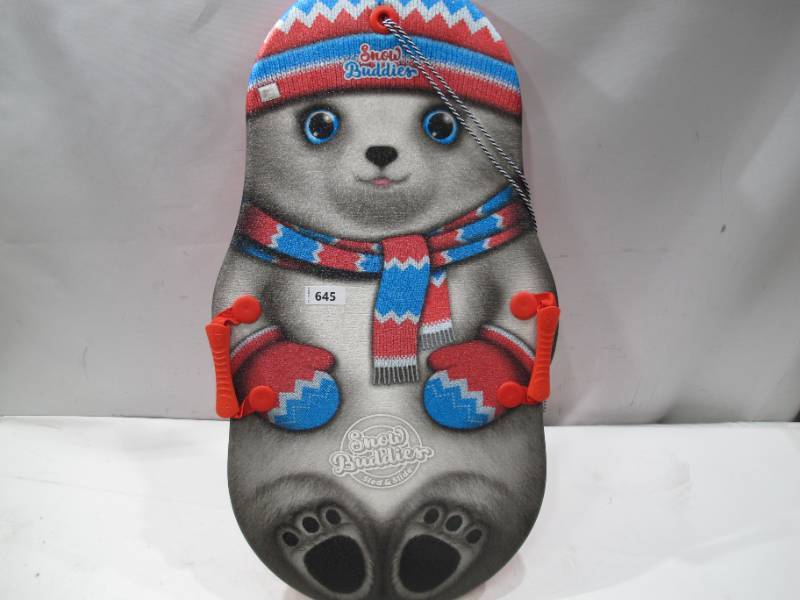 lot 242 image: Snow Buddy Sno-Storm 36 Kiddy Sled with Tow Rope and Handles - Bear