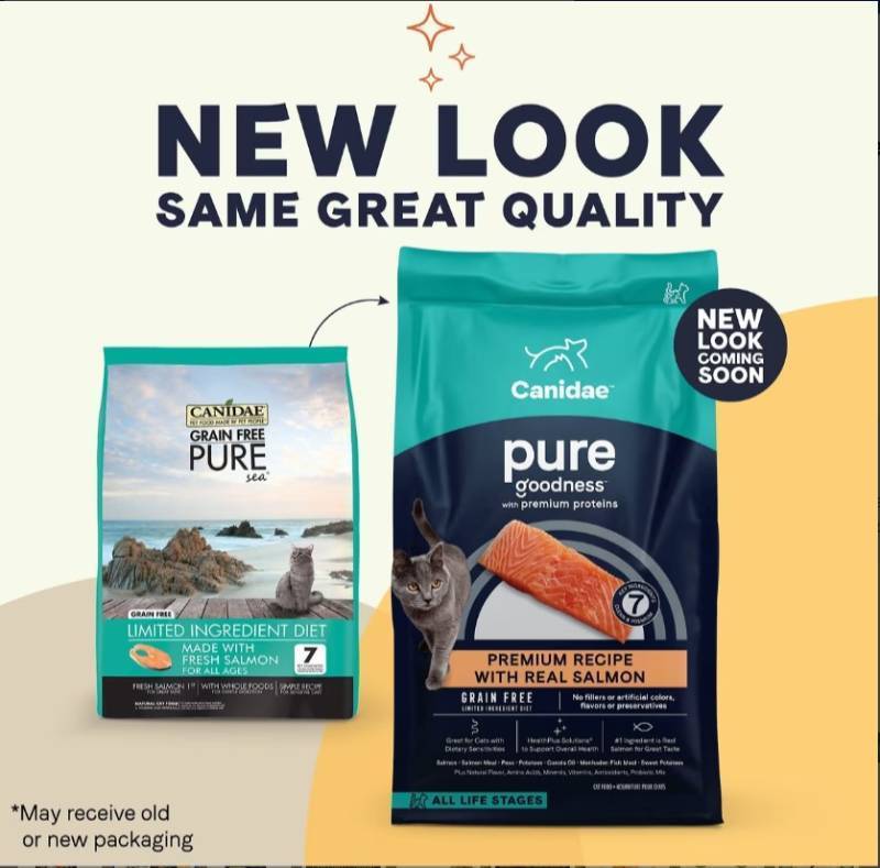lot 188 image: NEW CANIDAE Grain-Free PURE Limited Ingredient Salmon Recipe Dry Cat Food - 5Lb bag