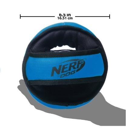 lot 197 image: NEW Nerf Dog Tuff Tug X-Ring Dog Toy, Medium - BlueBlack