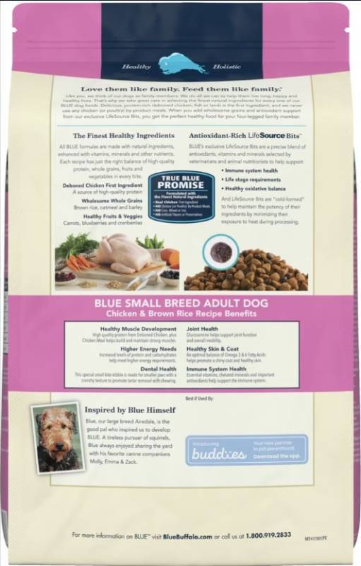 lot 194 image: NEW Blue Buffalo Life Protection Formula Small Breed Adult Chicken & Brown Rice Recipe Dry Dog Food  -26 lb bag