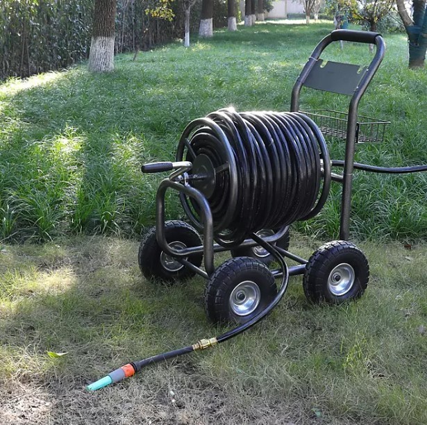 lot 186 image: NEW Members Mark Garden Hose Reel Cart with Steel Basket