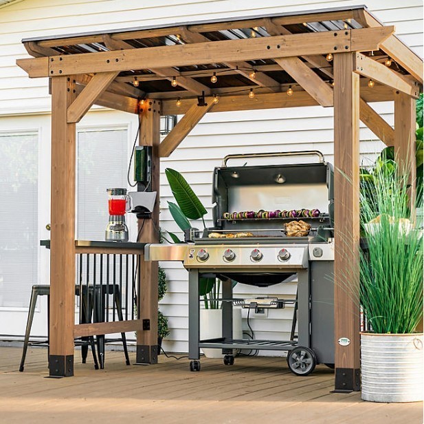 lot 118 image: NEW Backyard Discovery Saxony Cedar Grill Gazebo