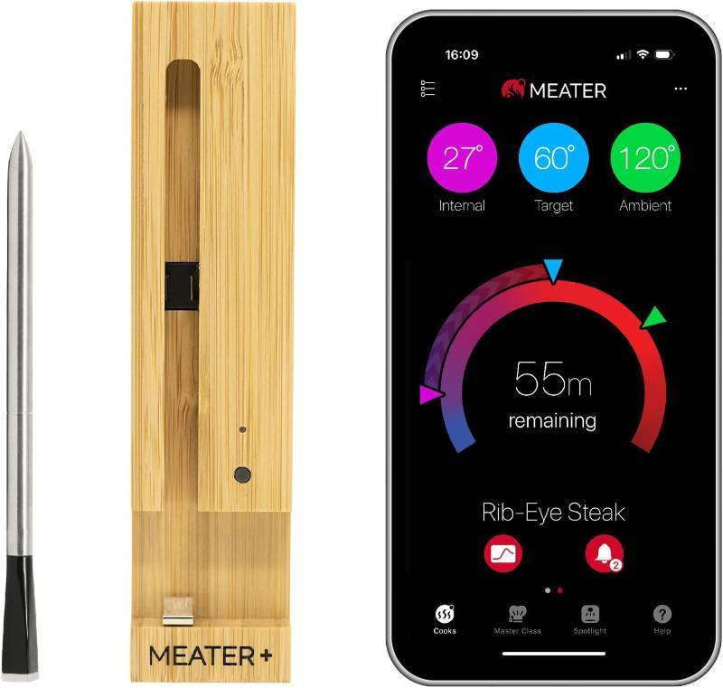 lot 940 image: MEATER Plus Long Range Wireless Smart Meat Thermometer with Bluetooth Booster  for BBQ, Oven, Grill, Kitchen, Smoker, Rotisserie  iOS & Android App