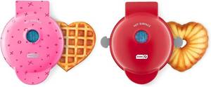 lot 176 image: NEW Dash Heart Treat Maker Set of 2, Mini Heart Bundt Cake Maker & Mini Heart Waffle Maker, Heart Print