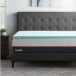 lot 179 image: NEW Lucid 2 Cooling Gel with Aloe Plush Memory Foam Mattress Topper, Twin-XL