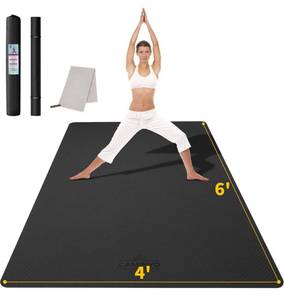 lot 34 image: CAMBIVO Large Yoga Mat (6x 4), Extra Wide Workout Mat for Men and Women, Yoga Mat Thick 13 &14 Exercise Mats for Home Workout, Yoga, Pilates (Black,14 inch)