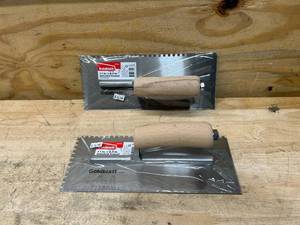 lot 35 image: GOLDBLATT Lot of 2-  11 in. x 4.5 in. Notched Trowels