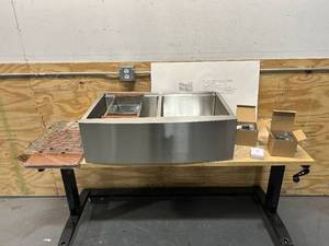 lot 38 image: 33 Inch Farmhouse Sink Double Bowl-HACHENL 3322 Double Bowl Kitchen Sink Workstation Ledge Handmade 16 Gauge Stainless Steel Kitchen Sink 10 Inch Deep 5050 Double Bowl Kitchen Sinks With Accessories