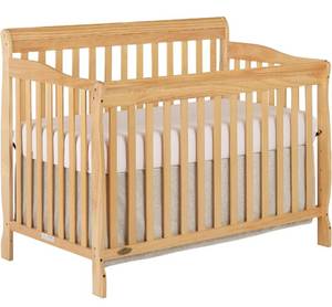 lot 49 image: Dream On Me Ashton 4-In-1 Convertible Crib In Natural, Greenguard Gold, JPMA Certified, Non-Toxic Finishes, Features 4 Mattress Height Settings, Made Of Solid Pinewood