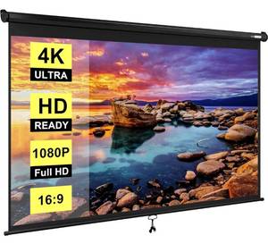 lot 59 image: VIVOHOME 100 Inch Manual Pull Down Projector Screen, 169 HD Retractable Widescreen for Movie Home Theater Cinema Office Video Game, Black
