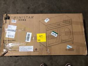 Black Accent Cabinet with Glass Doors by Twin Star Home Customer Returns See Pictures