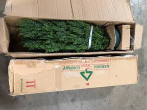Lot of 2  National Tree Company 60 in. Artificial Arborvitae Tree in Dark Green Round Growers Pot Customer Returns See Pictures