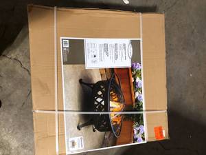 Traverse 35 in. x 24.21 in. Round Steel Wood Burning Black Fire Pit by Pleasant Hearth  Customer Returns See Pictures
