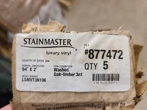 lot 604 image: 5 Boxes of Stainmaster Washed Oak 3-1 Umber 2-in W x 94-in L PVC Tile Edge Trim