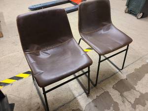 lot 29 image: 2x Faux Leather chairs with metal bases