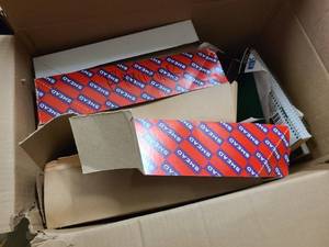 lot 41 image: LL Box of loose office supplies with folders and letters