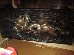 lot 29 image: Handcrafted Mid-Century wall art Jousting