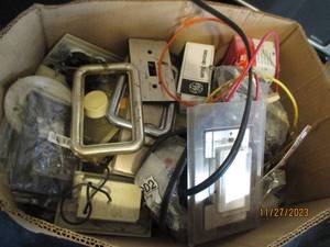 lot 114 image: Box of Assorted household electrical hardware and supplies