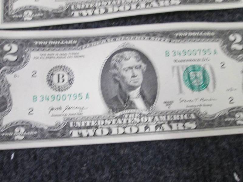 lot 361 image: 6- Sequential Uncirculated $2 Bills...
